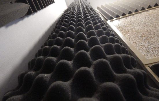Acoustical foam or tiles for sound dampening. Music room. Soundproof room.